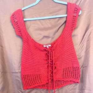 Off the shoulder knit shirt